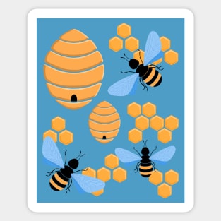 Cute bees, honeycombs and beehives Sticker